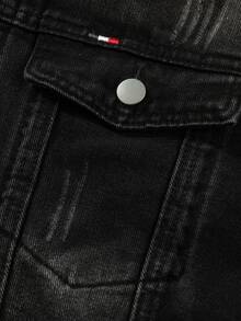 Men's American Vintage Long Sleeve Denim Jacket, Autumn Style - Black - View 7