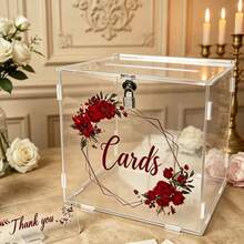 [Customized]Customized Acrylic Wedding Card Box – Transparent Rectangular Design, Suitable For Envelopes, Greeting Cards And Party Decorations – Ideal Choice For Weddings, Birthdays, Graduation Ceremonies And Other Occasions, Suitable For Home, Office, Events - Personalized Thank You Gifts, Home Decor, Romantic Souvenirs, High-End Craftsmanship - 1PC - View 6