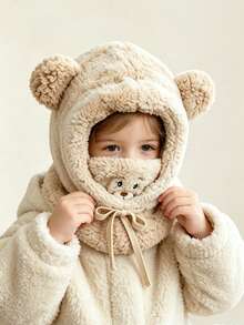 Cute Bear Hat, Autumn/Winter Cycling Ear Protection Mask Scarf All-In-One Plush Ushanka - Multicolor - View 4
