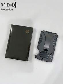 FOREVER MIYIN RFID 防盜極簡硬殼卡夾錢包 男款，碳纖維紋理金屬卡套附夾鈔夾，超薄商務口袋錢包 - 彩色 - 查看 6
