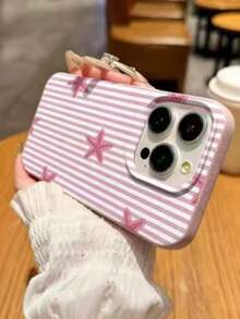 條紋海星圖案時尚手機殼，適用於 iPhone 16/17/16 Pro/16 Plus/16 Pro Max，生日禮物、週年紀念 - 彩色 - 查看 2