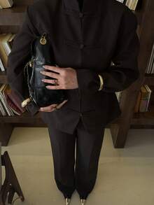 Daily Commute Versatile Elegant Slim Fit Short Long Sleeve Jacket Black Fall - Black - View 2