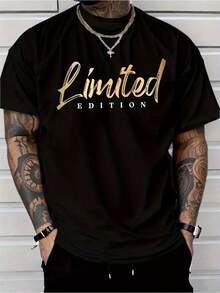 Camisetas para hombre, talla pequeña, edición limitada en dorado, entrega local rápida - Negro - Ver 2