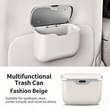 Multifunctional Car Trash Can, Ultra-Fine Fiber Leather, ABS Material, Non-Deforming, Suitable For 99% Of Car Models, Dry And Wet Use, Space-Saving, Non-Destructive Installation, Automatic Storage, Travel Essential, Minimalist Trash Can - Multicolor - View 8
