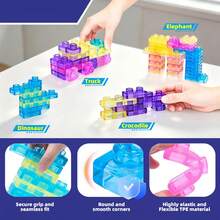 40PCS Transparent Soft Rubber Building Blocks, Free Assembly Animal And Vehicle Shapes, Suitable For Home Play, School Activities, Educational Tools, Friend Interaction, Desktop Creative Games, Birthday Party Gifts And Holiday Gifts - Multicolor - View 6