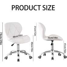 JMYXF Office Chair Swivel Desk Chair Height Adjustable Ergonomic Computer Chair Home Office Chair With Soft Padded  Base 360° Rotation - White - View 3