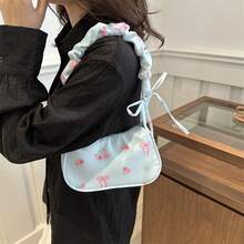 Sweet Girl's New Bowknot Floral Canvas Bag, Drawstring Shoulder Bag, Highly Attractive Cute Crossbody Bag - Shoulder Bag - View 2