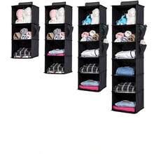 1pc Non-Woven Fabric Hanging Storage Bag, Underwear Storage Bag, Closet Organizer Hanging Bag, 3D Wardrobe Storage Organizer Bag, Durable Washable Dust-Proof Moisture-Proof Multi-Functional Hanging Storage Bag, Home Clothes Storage Bag, Multi-Layer Linen Drawer 3D Storage Bag - Black - View 10