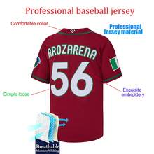 男款墨西哥 #56 Randy Arozarena 棒球球衣,世界棒球經典賽棒球服飾,比賽日球迷禮物 - 紅色 - 查看 4