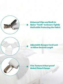 Adjustable Bed Sheet Fastener Clips, Non-Slip Metal Elastic Sheet Holders, Sturdy And Durable Easy-To-Install Fixing Buckles, Suitable For Bedding, Sofa Covers, Tablecloths And Fabrics; Bedding Accessories, Sheet Holders, Duvet Cover Clips - Multicolor - View 11