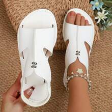 Summer Soft Leather Sports Sandals, Comfortable Flat Sandals For Women, New Summer Sandals - White - View 11