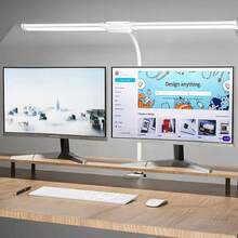 LED Desk Lamp, Touch Switch, Eye-Caring Architect Lamp With Clip, Dual-Head Computer Monitor Clamp Light, Adjustable Flexible Arm - 3 Colors - View 3