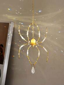 1pc Handmade Beaded Spider Sun Catcher, Pink Crystal Spider, Can Be Hung On Windows, Gardens, Ideal Home Decor For Indoor And Outdoor Backyards, Ceilings And Rooms, Halloween Gift - 1pc - View 9