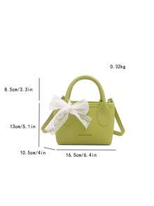 Borsa a spalla piccola quadrata colore caramella dolce, borsa da donna alla moda dopamina con fiocco, borsa da donna carina stile Lolita - Verde Oliva - Visualizzare 3