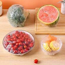 500個可重複使用彈性食品儲存蓋 - 半透明彈性塑料包裝，用於保存剩菜、水果和蔬菜 - 適用於廚房、冰箱和檯面儲存，也可用於婚禮裝飾 - 查看 5