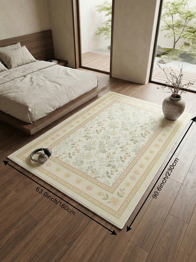 1pc Pale Yellow Floral Plant Living Room Rug. Suitable For Kitchen, Dining Room, Bedroom, Room Holiday Decor, Indoor/Outdoor, Office, Lobby, Non-Slip Doormat, Bathroom Rug, Hallway, Study Gaming Area Rug. - Light Yellow - View 19