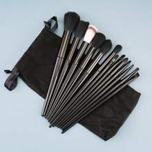 13pcs Makeup Brush Set With Storage Bag, Compatible With All Black Makeup Tools And Brushes, Slim Brush Head Design, Soft Bristles, Suitable For Various Global Holiday Gifts, Autumn Decor, Bedroom Decor, Christmas Decorations, Living Room Accessories, Party Supplies, Halloween Decor, Graduation Decor, Home Supplies, Halloween Home Decor, Bathroom Decor, Travel Essentials, Bedroom Accessories, Birthday Gifts For Women, Back To School Season, Home Decor, Home Essentials, Gifts For Women, Gifts For Mothers, Gifts For Grandmothers - Multicolor - View 9