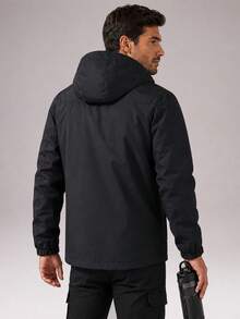 CZRLHYT Men's Hooded Drawstring Soft Shell Jacket, Suitable For Sports And Casual Wear, Front Large Pockets, Ideal For Daily Outdoor Outfits, Versatile - Black - View 4