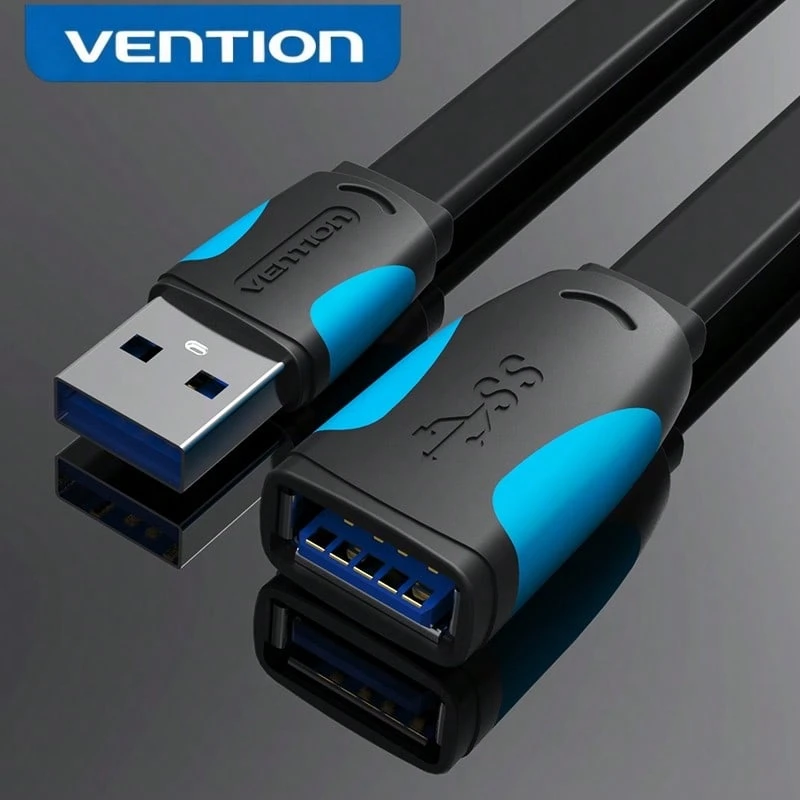 Kabel Ekstensi USB 3.0 VENTION, Kabel Ekstensi USB Male ke Female, Transfer Data Kecepatan Tinggi 5Gbps, Cocok untuk Mouse, Keyboard, Flash Drive, Hard Drive Eksternal, Kamera, Printer, dan Perangkat USB Lainnya - Hitam - View 1