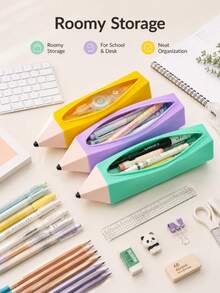 Personalized Silicone Pencil Case, Customized Name Pencil Bag, Large Capacity Stationery Storage Bag With Zipper, Suitable For School, Office And Travel, Washable Storage Bag, Suitable For Students, Teachers And Office Workers, Back To School Gift - Multicolor - View 7