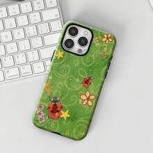 瓢蟲波點手機殼復古耐衝擊甲蟲保護殼，適用於 iPhone 17 Pro Max 16e 15 Pro 14 Plus 13 12 11 Pro Max - 綠色 - 查看 4