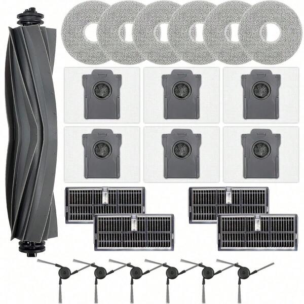 23 buah Aksesoris Pengganti untuk Robot Vakum MOVA L40 Ultra / L40 Gen2 / X40 Ultra/Master, MOVA P10 / P50 Pro Ultra - Sikat Utama, Filter Aktif, Kain Pel, Kantong Debu, Sikat Samping