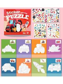 Kids Quiet Activity Sticker Kit Ages 3+ - 3D DIY Collage Craft With Animal & Vehicle Patterns | Travel Busy Toy For Fine Motor Skills - Multicolor - View 7
