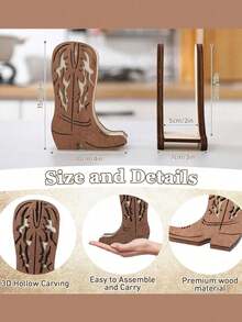 1pc Western Cowboy Boot Napkin Holder, Vintage Brown Open Top Design, Sturdy Base, Suitable For Kitchen, Farmhouse Style, Western Theme Party Decor, Home, Office, Cowboy Events, Durable Vintage Charm - Multicolor - View 3