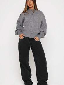 Women's Fashion Long Sleeve Knit Base Layer Top, Autumn/Winter New Soft Gentle Style Loose Sweater - Grey - View 3