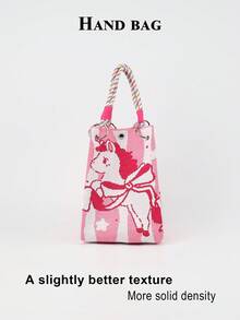 1pc Cute Cartoon Animal Large Capacity Lightweight Handbag, Suitable For Commuting, School, Travel, Portable Matching With Clothes, All Seasons - Multicolor - View 11
