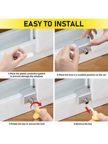 1 pieza/4 piezas Cerradura deslizante ajustable para ventana, material de aleación de aluminio, con llave, limitador de posición de ventana, adecuado para puertas y ventanas deslizantes horizontales - multicolor - Ver 8