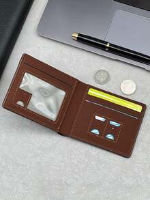 HOVI'S Men's Slim Bifold Wallet - Navy Blue Compact Front Pocket Wallet With Quick Access ID Window, Multiple Card Slots, SIM Card Slot And Cash Compartment - Brown - View 2