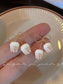 2pcs Topshiny Bow & Flower Decor Stud Earrings Valentines,Mom,Mother,Mother's Day,Gift - Multicolor - View 6