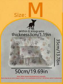 1pc Milk White Paw Print Coral Fleece Thick Warm Pet Mat, Suitable For Small To Medium Cats And Dogs, 4-Season Use - White - View 13