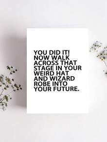 1pc Humorous Graduation Card With Envelope - "You Did It! Funny Hat And Gown" Perfect Graduation Gift For Male And Female Graduates, Suitable For High School And College Graduates, Blank Inside - Multicolor - View 2