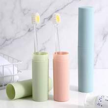 2pcs Travel Toothbrush Storage Box, Compact Slim Handle Toothbrush Protective Case, Ventilated Portable Storage Box, 3pcs Toiletries Travel Set, Lightweight, Suitable For Vacation, Business Trip, Camping, Hiking, Spring Break Essentials - Multicolor - View 3
