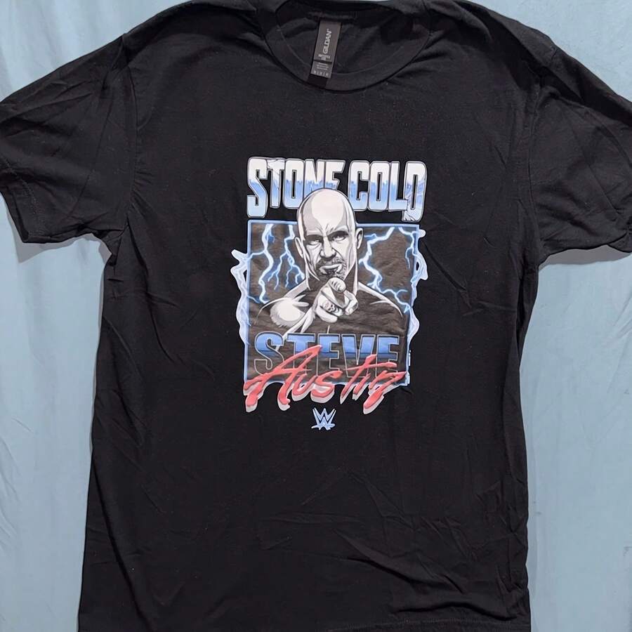 Stone Cold Steve Austin Black Graphic Tee Size M WWEs WWFs Wrestling - 款式 - 查看 1