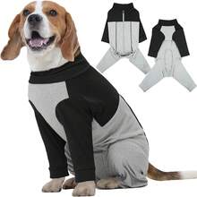 1pc Post-Surgery Recovery Dog Protective Suit, Full Body Coverage Pajamas, Soft And Elastic Comfortable Cotton Blend Material, Zipper Design, Easy To Put On And Take Off Post-Surgery Recovery Suit; Can Replace Elizabeth Collar, Suitable For Spaying/Neutering, Wound Care And Allergy Protection, Fit For Large, Medium And Small Dogs, Such As Teddy, Poodle, Labrador - Black - View 17