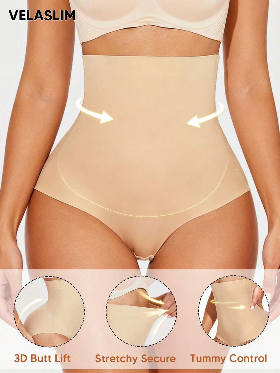 1pc Women's High Waist Seamless Shaping Panties, Tummy Control Underwear, Full Rear Coverage