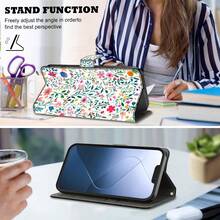 GLANDOTU Leather Floral Pattern Galaxy Colorful Flower 3D Creative Dual-Fold PU Leather Flip Cover Case With Card Slots Anti-Theft Brush Holder Lanyard Birthday Gift Anniversary - Multicolor - View 2
