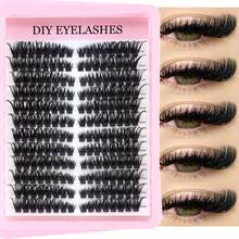 LIMEIKAI 192 Pcs Cat Eye Style Lash Clusters 100D D Curl Fluffy Curly Individual Lashes Soft Lightweight Reusable DIY Eyelash Set For Beginners Home Daily Party Travel Music Festival - View 9