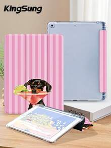 Kingsung Tablet dengan Motif Anjing Bergaris, Cocok untuk iPad Air 8 (Model M4), 2026 11-Inch/13-Inch, 9.7/10.2/10.5/10.9/12.9-Inch, Pro 11-Inch, Generasi ke-10, Galaxy Tab S6 Lite 10.4-Inch, Kindle Paperwhite 2024 Generasi ke-12, Kindle 2022 Generasi ke-11. Dilengkapi dengan Stand Cerdas, Fungsi Tahan Guncangan, serta Fungsi Bangun dan Tidur Otomatis. - MultiWarna - View 3