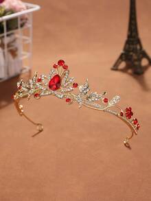 1件時尚精緻合金皇冠髮飾 女款 婚禮派對用 - 紅色 - 查看 2