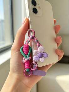 New Short Phone Lanyard Wrist Ring Multifunctional Strap INS Dopamine Floral Outdoor Key Case Anti-Lost Chain - Multicolor - View 2