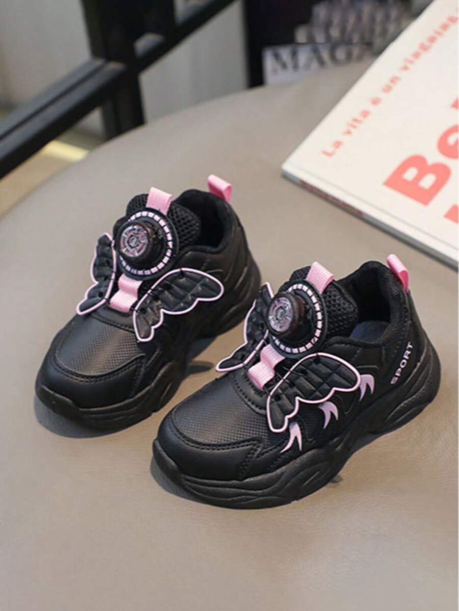 1 Pair 2026 New Sweet Cool 3D Wing Kids Casual Shoes, One-Click ...