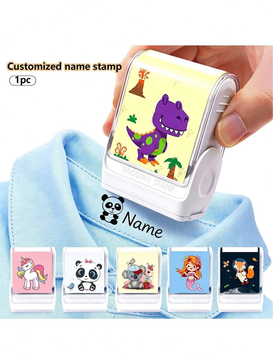 1PC Custom Name Stamp For Clothing,Personalized Clothing Stamps For Clothes, DIY Customized Cartoon Self Inking Name Seal Stamp For Personalized Gift,Clothes Stamp For Waterproof.