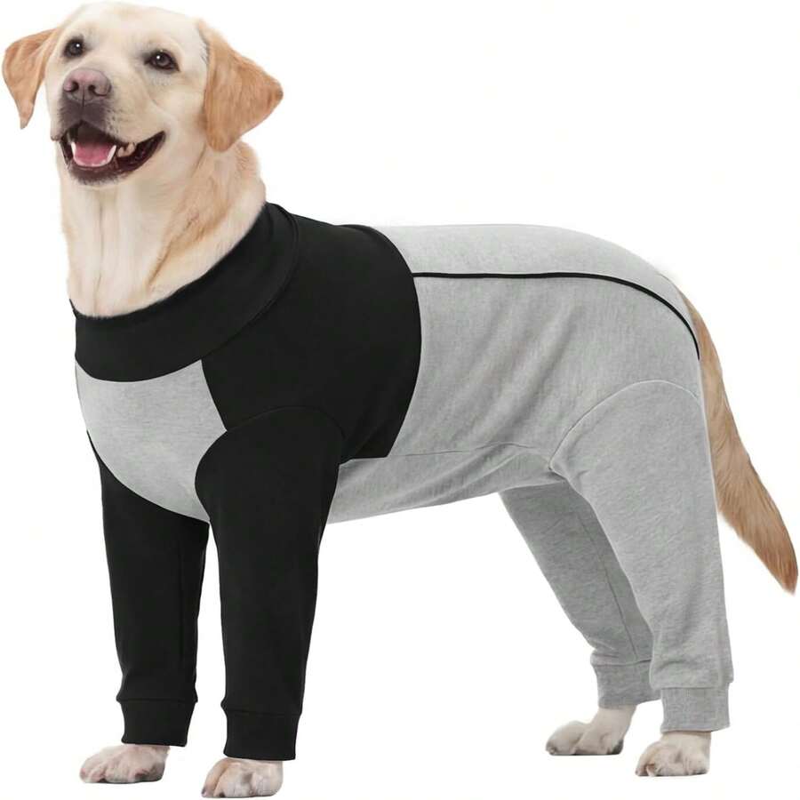 1pc Post-Surgery Recovery Dog Protective Suit, Full Body Coverage Pajamas, Soft And Elastic Comfortable Cotton Blend Material, Zipper Design, Easy To Put On And Take Off Post-Surgery Recovery Suit; Can Replace Elizabeth Collar, Suitable For Spaying/Neutering, Wound Care And Allergy Protection, Fit For Large, Medium And Small Dogs, Such As Teddy, Poodle, Labrador