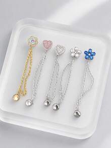 2/1pc Rhinestone Heart-Shaped Flower Pant Leg Shortening Buttons, Prevent Pant Legs From Dragging. Hidden Button Pant Leg Closure Design, Seamless Fit, Effectively Prevent Pant Legs From Dragging. Suitable For Jeans And Casual Pants, Waterproof, Portable, Durable - A - View 4
