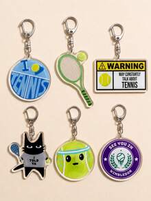 1/6pcs Tennis Acrylic Keychain, Must-Have For Tennis Fans, Tennis Ball Shape, Suitable For Hanging On Tennis Bags, School Backpacks Or Locker Keys - Multi-color 2 - View 10