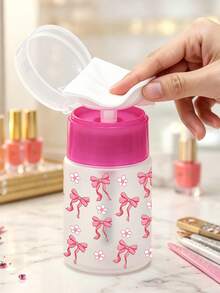 Botella de removedor de esmalte de uñas con patrón de lazo, adecuada para removedor de esmalte de uñas - Botella de embalaje de viaje rellenable, adecuada para uso en el hogar, salón y viajes. Removedor de maquillaje de labios y ojos, reutilizable, botella de removedor de maquillaje, esencial de viaje - Multicolor - Ver 5